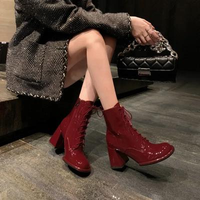 2025 New Autumn Winter Women Pumps Boots High Quality Lace-up Sexy Ladies Shoes PU Leather Platform High Heels Botas De Mujer