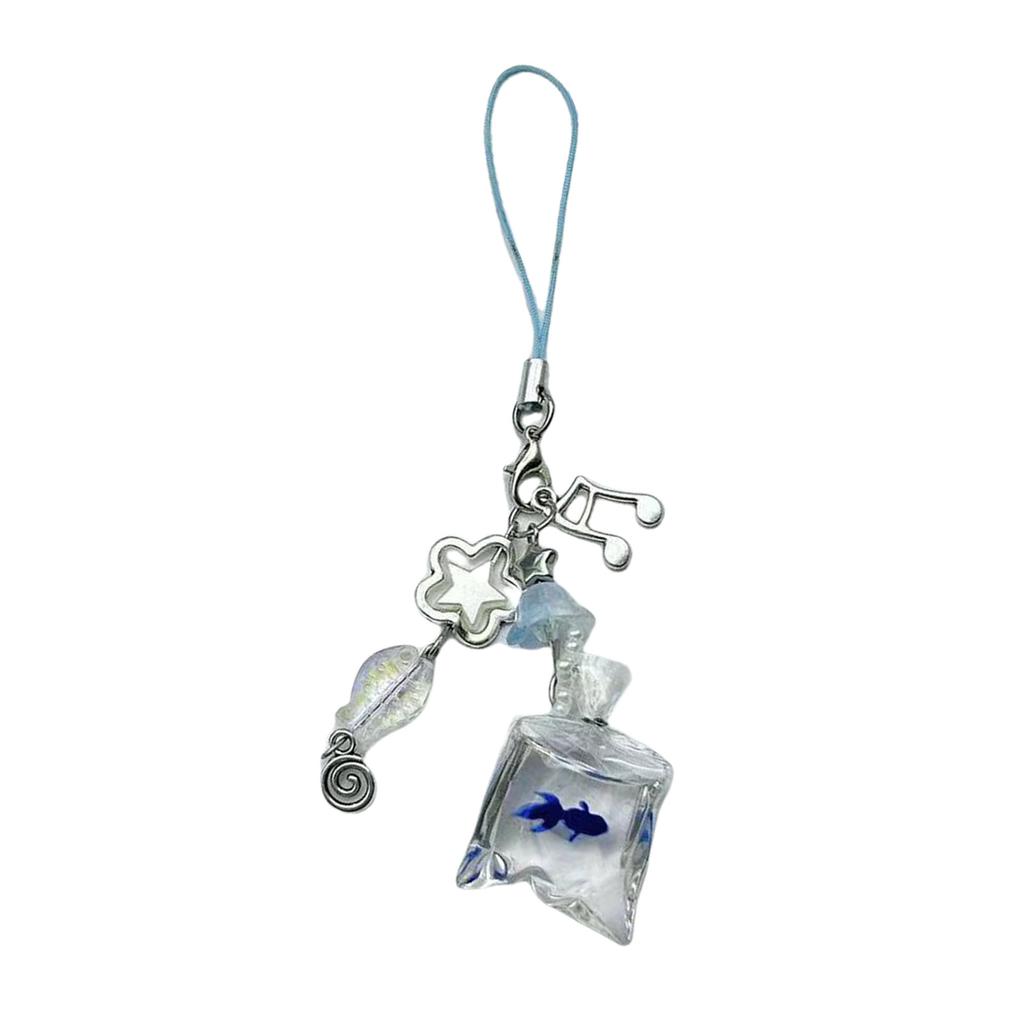 Stylish Beaded Fish Phone Chain Multifuntional Resin Accessory Keyring Decors Phone Strap for Fashion Enthusiasts