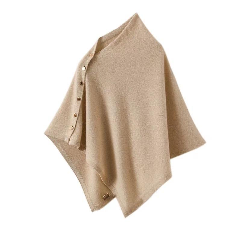 100 Australian Merino Wool Beveled Cape Multi-Functional Gold Buckle Outer Shawl
