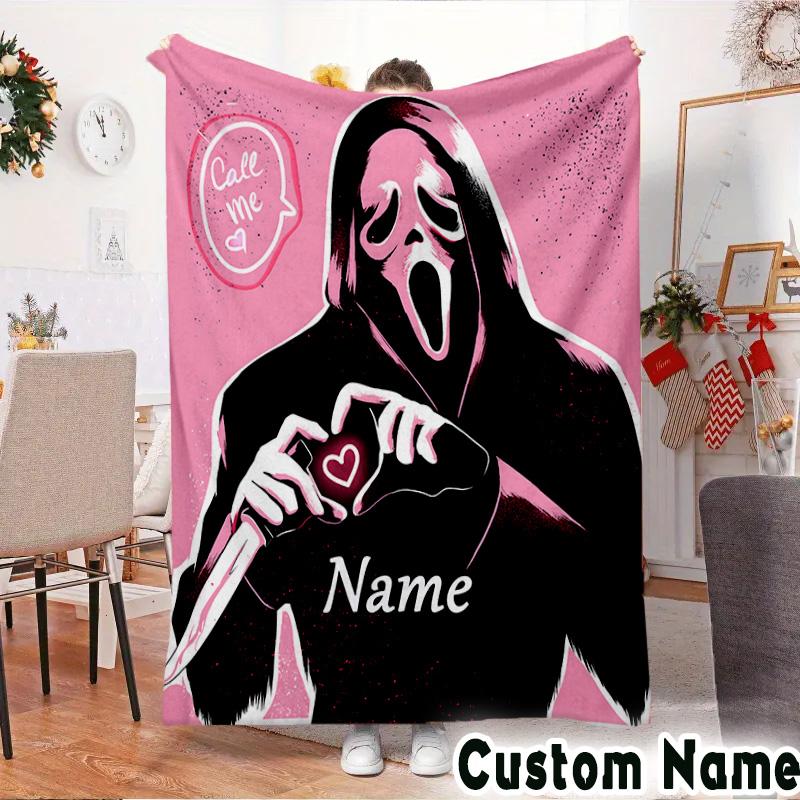 Custom NameHorror Characters Blanket Flannel Throw for Sofa, Indoor, Camping, Living Room, Office, Chair, And Bed Soft Birthday Christmas Gift