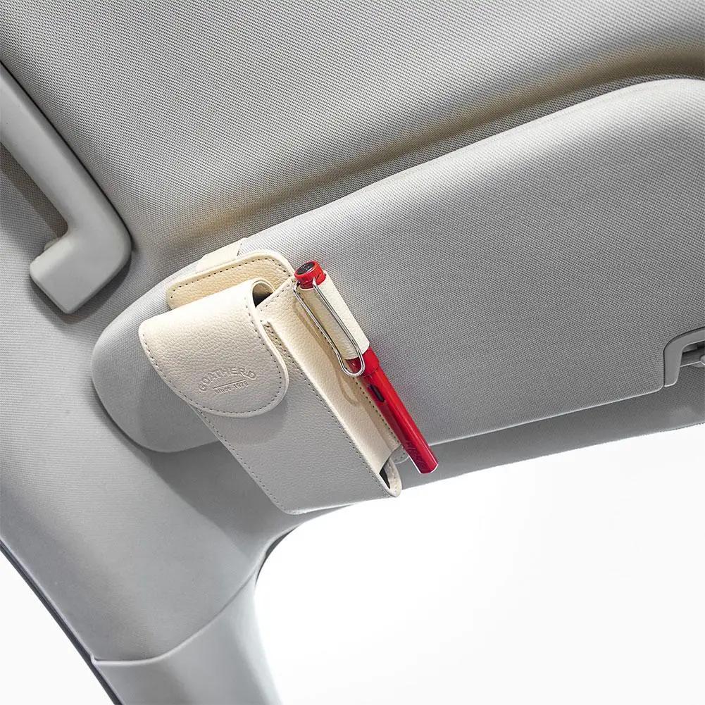 Car Sunglass Holder Car Sun Visor Glasses Case Organizer PU Leather Eyeglasses Storage Box Auto Interior Accessories