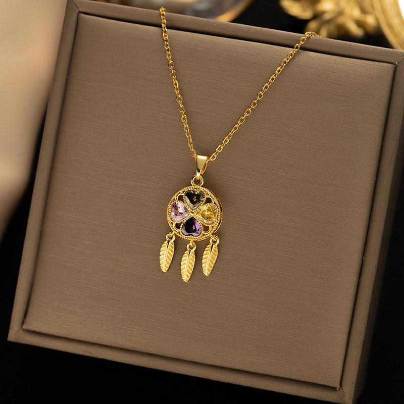 [Titanium Steel] Necklace Women's Copper Micro-inlaid Electroplating Advanced Sense Delicate Clavicle Chain Jewelry