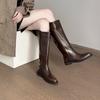 Sheepskin version~ 2025 new autumn and winter knee boots women's French retro leather thin tall knight boots
