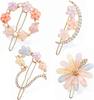 HAPPYMATES Korean Flower Pearl Hair Clip Fancy Kids Hair Accessories Hair Pins for Women Girl, Pearl Resin Bobby Pins Hair Slides 4 Pack
