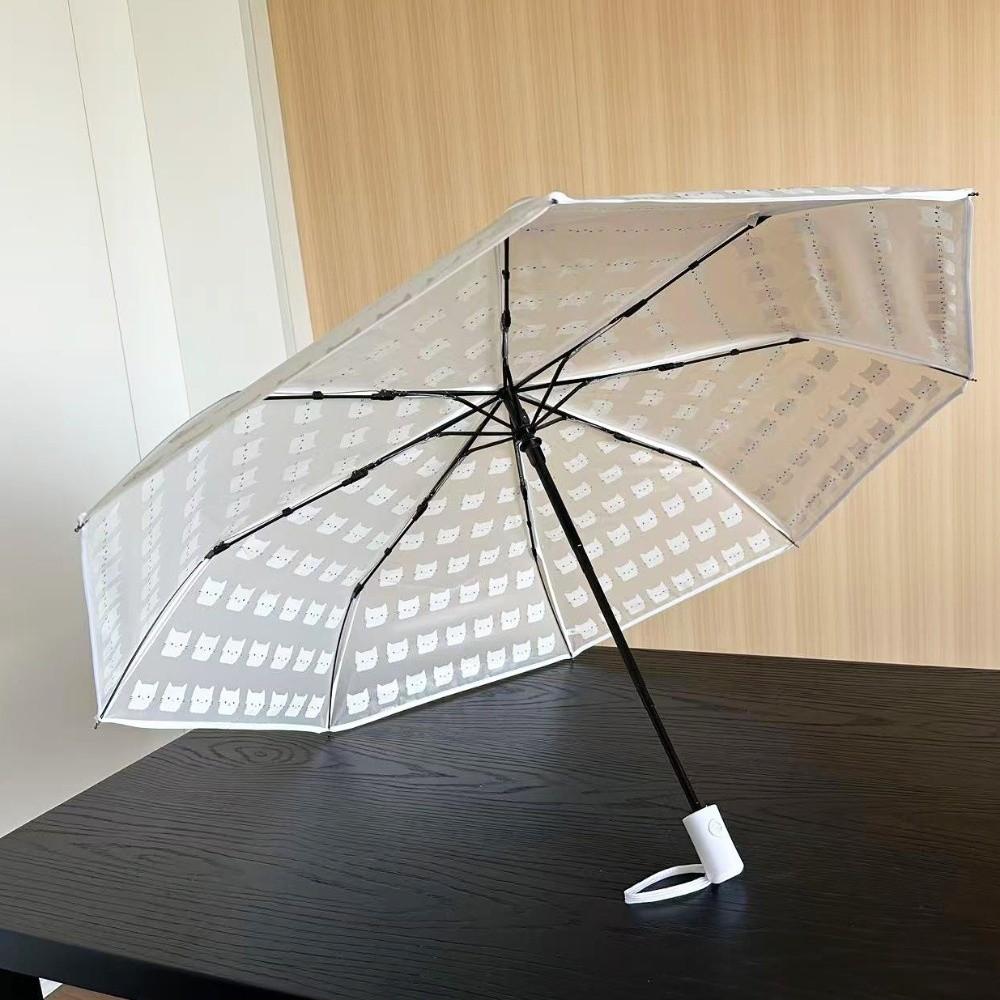 Thickened Folding Umbrella Portable Transparent Umbrella Trendy Style Frosted Umbrella  Rainy Day