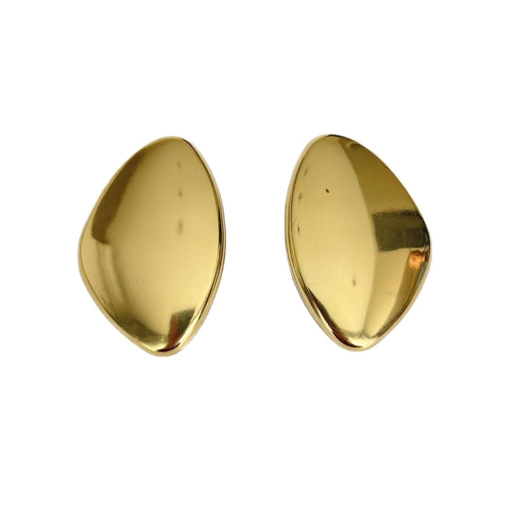 European & American Punk Oval Geometric Metal Style Earrings - Exaggerated Temperament with Smooth Surface for Women
