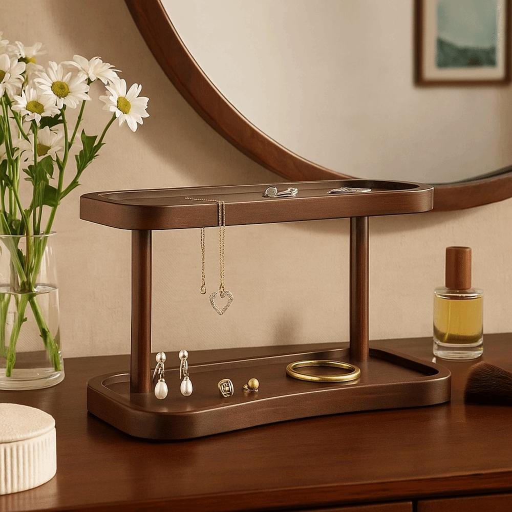 Wooden Desktop Storage Rack Minimalist Spice Jar Storage Holder Display Rack  Jewelry Storage