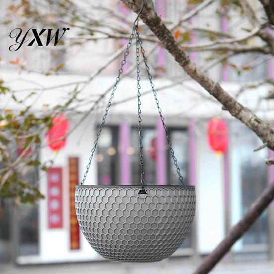 Flower Hanger Hanging Basket Imitation Honeycomb Self Water Absorption Plant Pot Waterproof Outdoor Resin for Garden