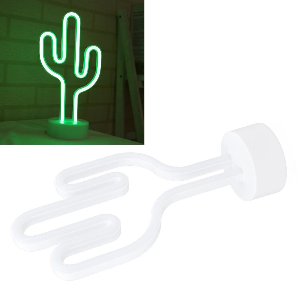 Desert Plant Neon Night Light Battery Operated LED Neon Lamp Portable Sign Light  Living Room