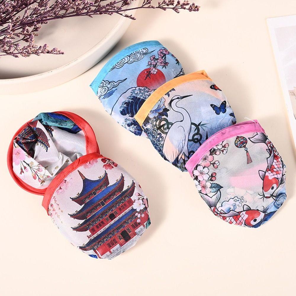 Japanese Oil Painting Portable Cooling Fan Polyester Round Handheld Fan  Campus Travel