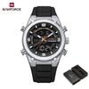 NAVIFORCE Original Men Quartz Watch Calendar Date LCD Display Luminous Pointer Silicone Strap Waterproof 30m Men Casual Fashion Watch NF9265