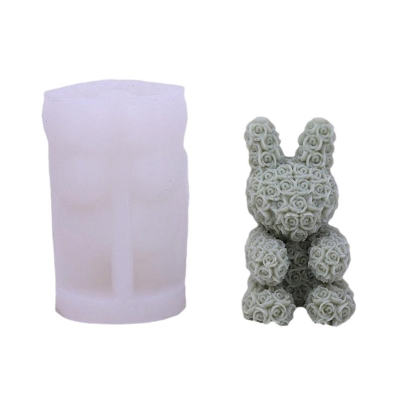 

3D Rose Bear Candle Silicone Mold Handmade Animal Candle Making DIY Craft Plaster Resin Soap Cake Molds Gypsum Plaster 1