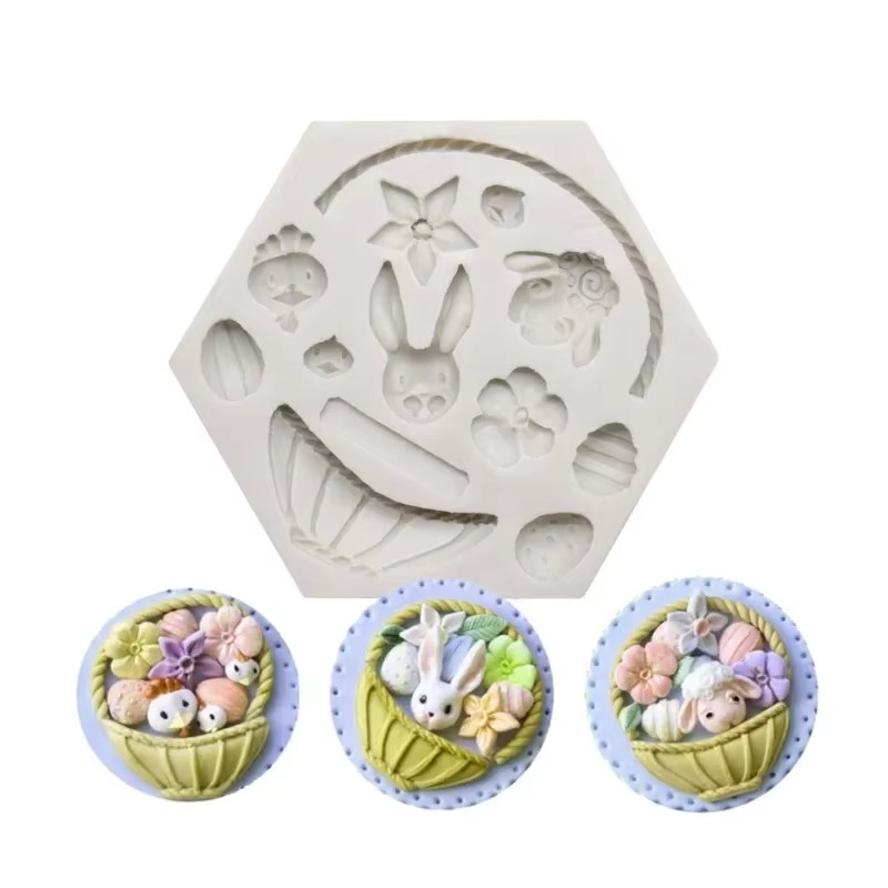 Easter Rabbit Handmade Mold 3D Silicone Egg Flower Fondant Chocolate Mold Cake Baking Accessories Cake Decoration Accessories