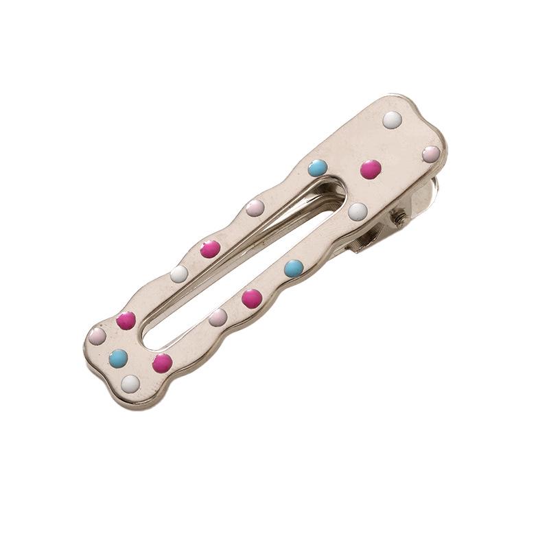 6cm Colored Polka Dot Metal Hair Clip, Side/Duckbill/Straight Clip, Cloud-Style Bangs Clip, Handmade Hair Accessory