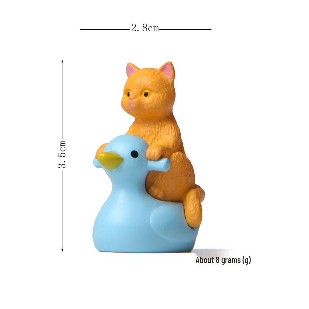 

Playful Series: Hand-Painted Cats & Kittens on Ducks - Micro-Landscape Figurines Single Price