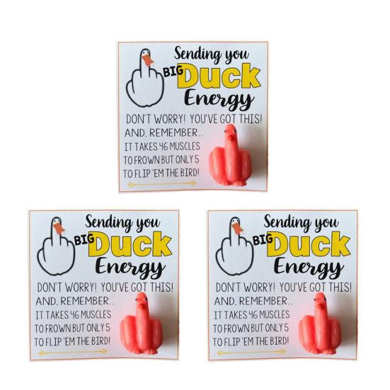 Middle Finger Duck Funny Duck Lucky Charm Gift with Encouraging Card Sending You Big Duck Energy Ornament Inspirational Gift for Friends Family