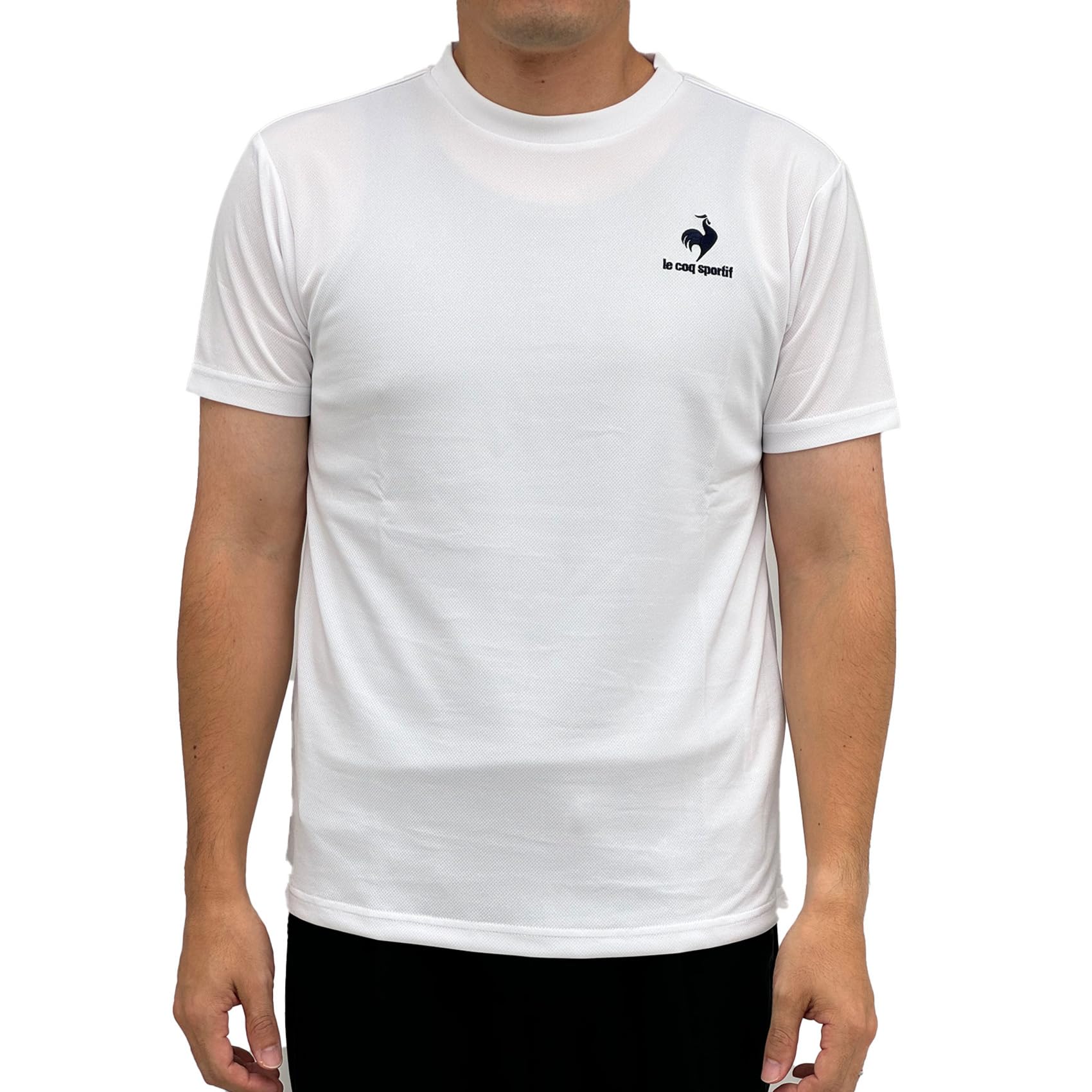 Le Coq Sportif Short Sleeve Size O Men s T-Shirt, Innerwear, Moisture-Wicking, Quick-Drying, Stretch, One-Point Design, Running, Training, White, (2L)