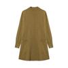 Large-sized Half Turtleneck Sweater Loose and Casual Mid-length Pullover for Women Solid-color A-line Knitted Dress