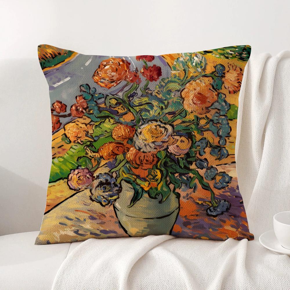 Klassische VVanGogh Kunst Kissenbezug Natürlicher Leinen Bio-Stoff Doppelseitiger Druck Sofa Heimdekoration Geschenk Kissenbezug