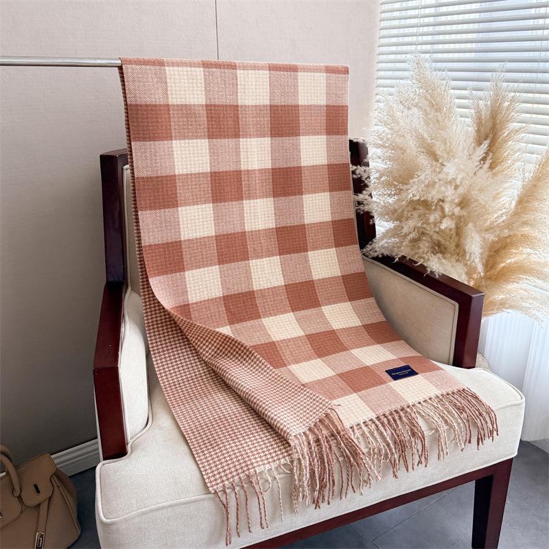 British Classic Plaid Scarf  Striped Unisex Winter Wrap, Soft Warm Windproof Tassel Edges, Versatile Male & Female Scarf