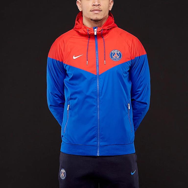 Nike Paris Saint-Germain Collaboration Windrunner Soccer Training Windbreaker Jacket Men Outerwear Blue 886822-439