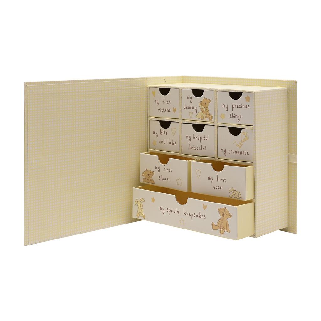 Button Corner Paperwrap Book Keepsake Box with Drawers
