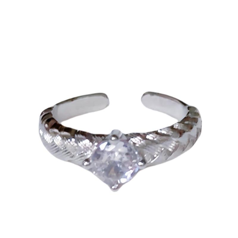 Luxury Brushed Medieval Open Ring Heart-Shaped Wheat Ear Retro High-End French Niche Design Ring Woman