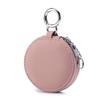 New Head Layer Leather Portable Lipstick Storage Bag With Mirror Round Bluetooth Earphone Pouch Pendant Keychain Pendant Charm