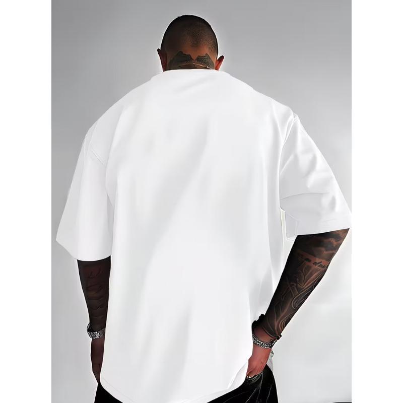 Men's Simple Pattern Printed Short Sleeve T-Shirt Loose Street Style Short Sleeve