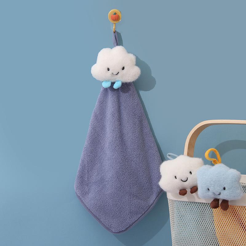 Soft Cute Cartoon Coral Fleece Hanging Hand Towel - Absorbent Kitchen Wiping Cloth
