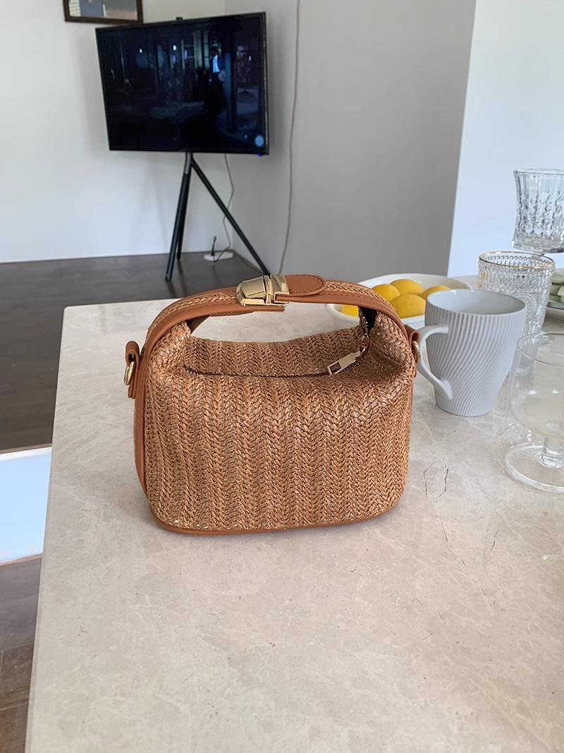 New Summer Handheld Straw Woven Bag Ins Versatile Single Shoulder Crossbody Bag Fashion Handheld Woven Bag коричневый