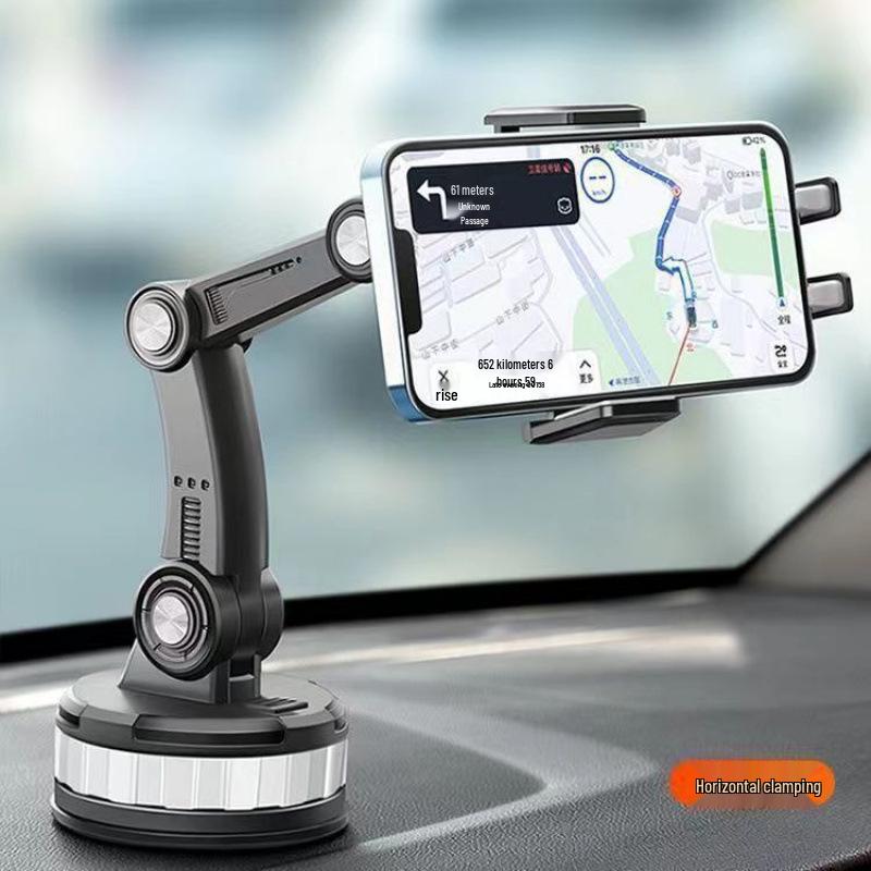 Universal Car & Truck Phone Holder with Rotating Suction Cup for Dashboard & Windshield; Shockproof Design.