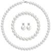 Elegant Pearl Necklace and Earring Set , Light Fashion Jewelry for Women , Electroplated Geometric Design