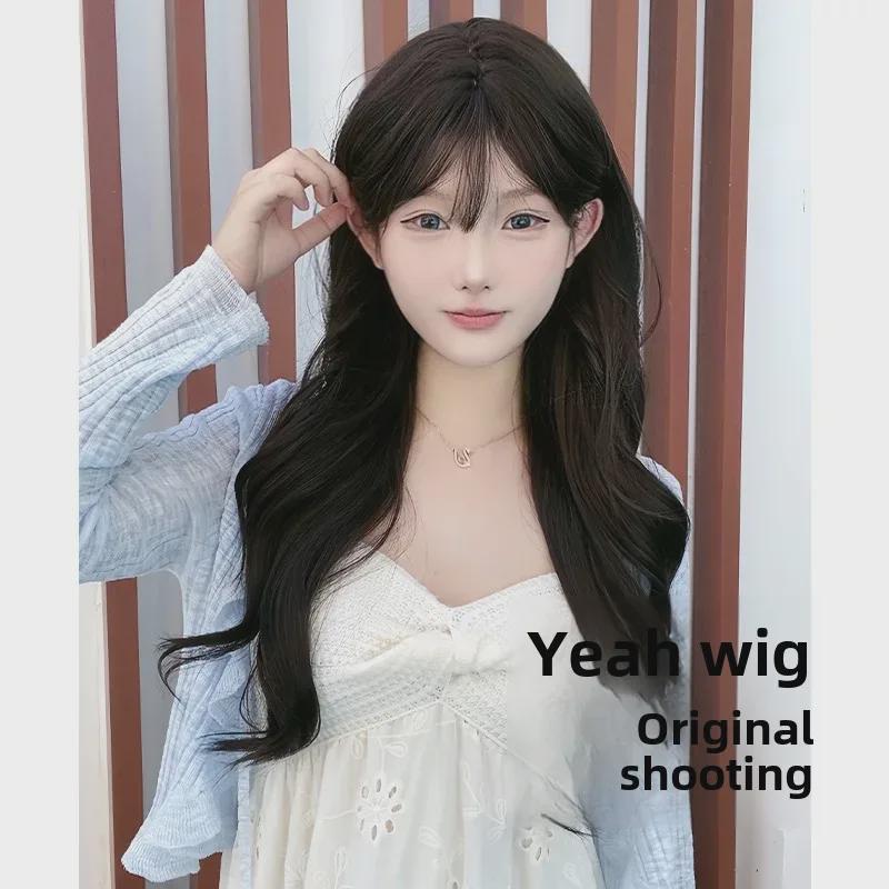 Dámská dlouhá vlnitá kudrnatá paruka - Přírodní paruka střední délky přes celou hlavu