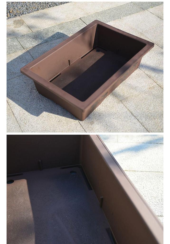 Extra Large Rectangular Faux Zisha Bonsai Pot with Water Absorbing Rockery Stone