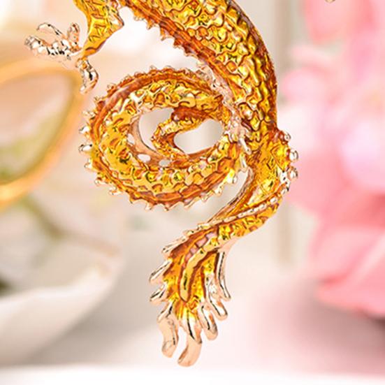 Keychain Sparkling Rhinestones Inlaid Dragon Design Keychain Pendant Enamel Oil Drip Process Polished Edges Spring Buckle Key Holder Backpacks