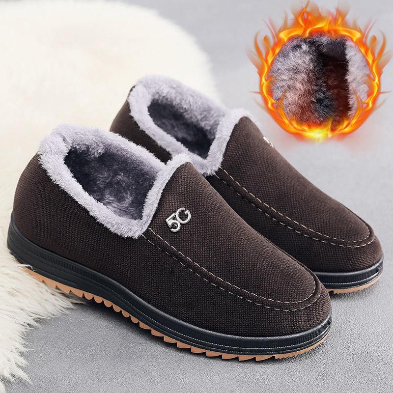Fashion 5G Mens Snow Boots Winter Warm Plus Velvet Thick Cotton Mens Winter Boots Elderly Non-slip Middle-aged and Elderly Men Boots