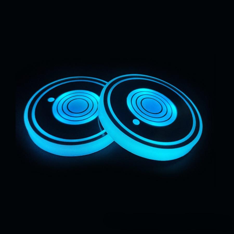 For Car Interior Lighting LED Car Cup Holder Ambient Interior Lights Vibration Activated Auto Power Off 15s USB Rechargeable