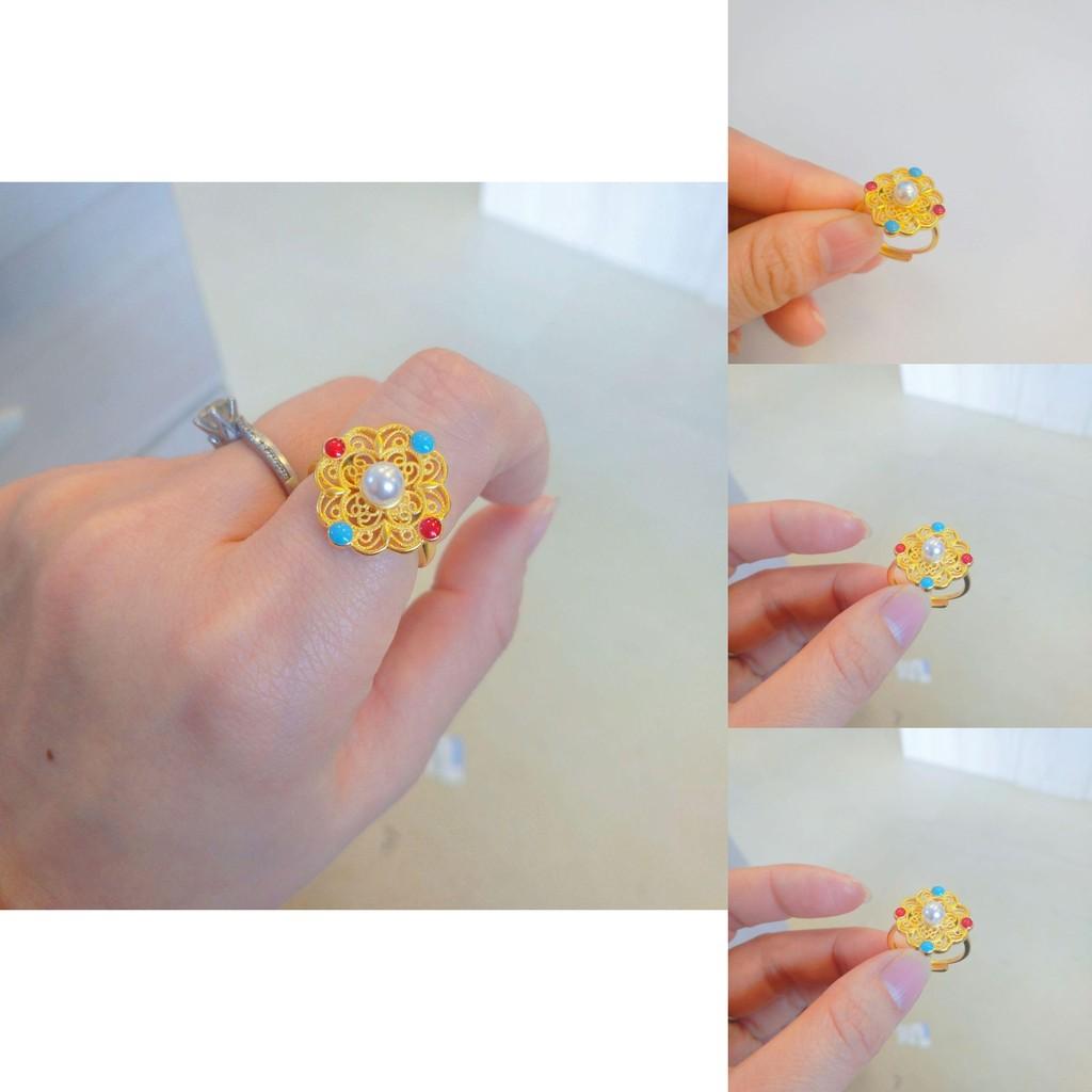 Antique Style Charming Enamel Ring With Royal Flower Design Perfect For 2024 Spring