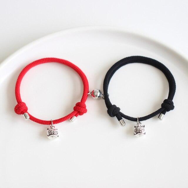 

2шт. Парные магниты, браслеты, притягивающие друг друга, парные браслеты для влюбленных, подвески, браслеты с подвесками, ювелирные изделия для влюбленных, рождественский подарок