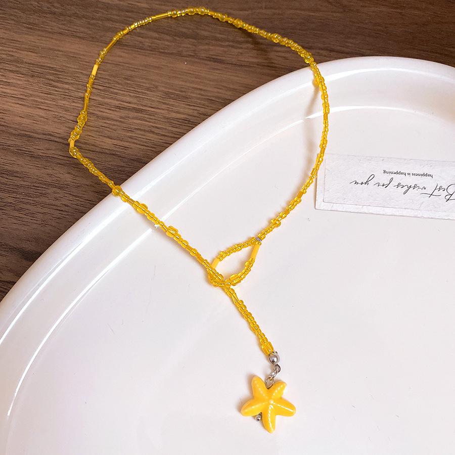 Oceanic Shell Starfish Conch Pendant Necklaces for Women Adjustable Rope Collarbone Chains Necklace Seaside Holiday Jewelry V