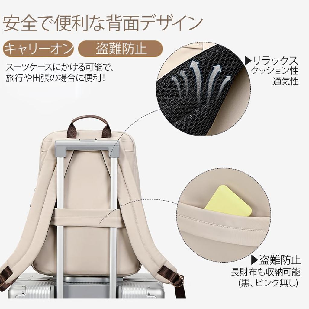 Rucksack Business Backpack 14in PC Computer Casual A4 Commuting Water Repellent Lightweight Travel Security Metal Logo Brand Stylish Adult CC2303