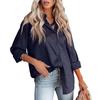GMXIA Women's Fashion Casual Summer Leopard Print Long Sleeve POLO Neck Blouses & Shirts