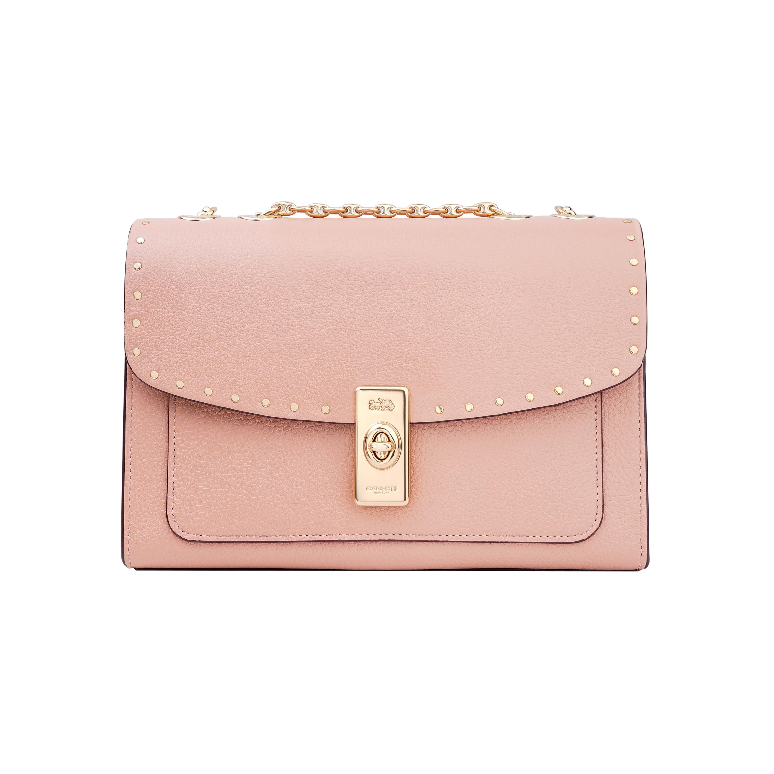 

New COACH Lane Pebbled Leather Trunk Bag, Portable Crossbody Bag, Shoulder Bag Women s Cherry Blossom Pink C1540-IMSHL 66.0*25.4*45.0CM