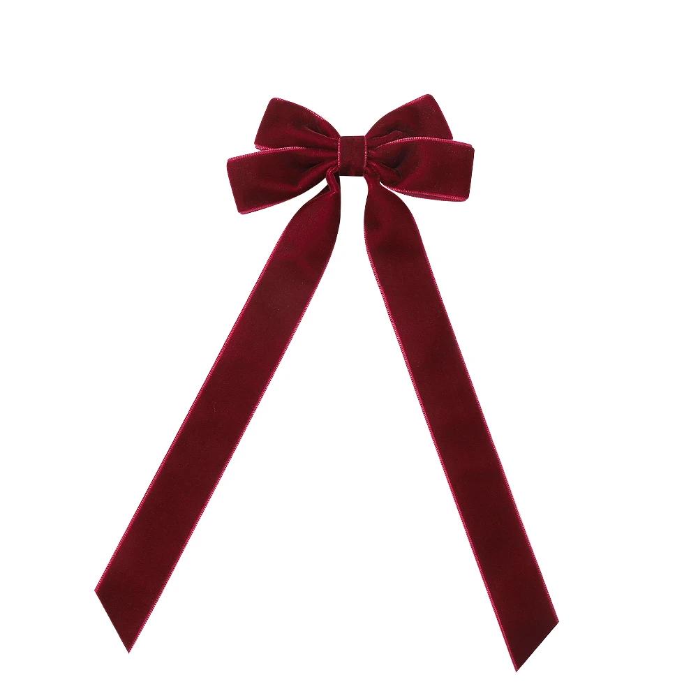 Vintage Big Large Velvet Bow Hairpins Barrettes For Women Girls Wedding Long Ribbon Korean Hair Clip Hairgrip Hair Accessories