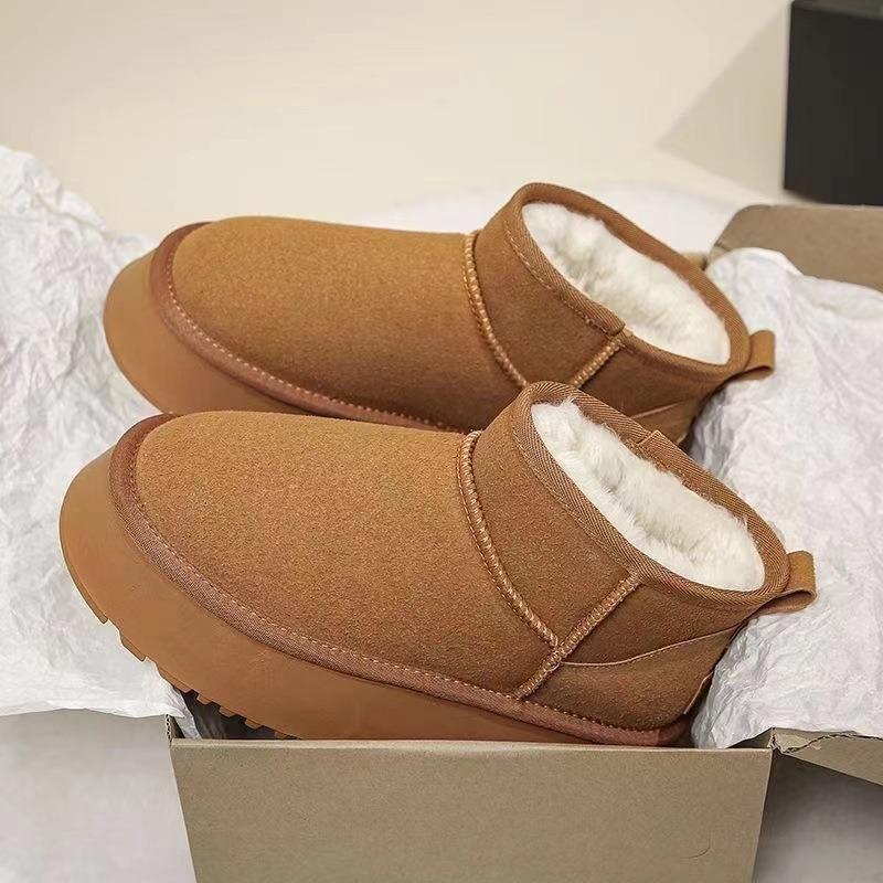 Nya kortärmade snökängor för damer tjocksulade fleecefoder förtjockade varma och halkfria skor