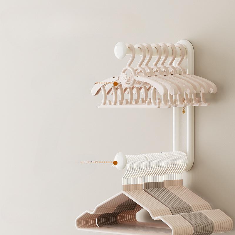 Retractable Hanger Storage Rack Free Punch Artifacts Balcony Finishing Hook Wall Hanging Wall Hanging Folding Household