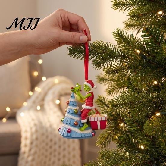 Colorful Elf Pendant for DIY Crafts Green Christmas Ornament, Flat Acrylic Tree Hanging Decorative Charms Holiday Gifts Car Mirror Backpack,