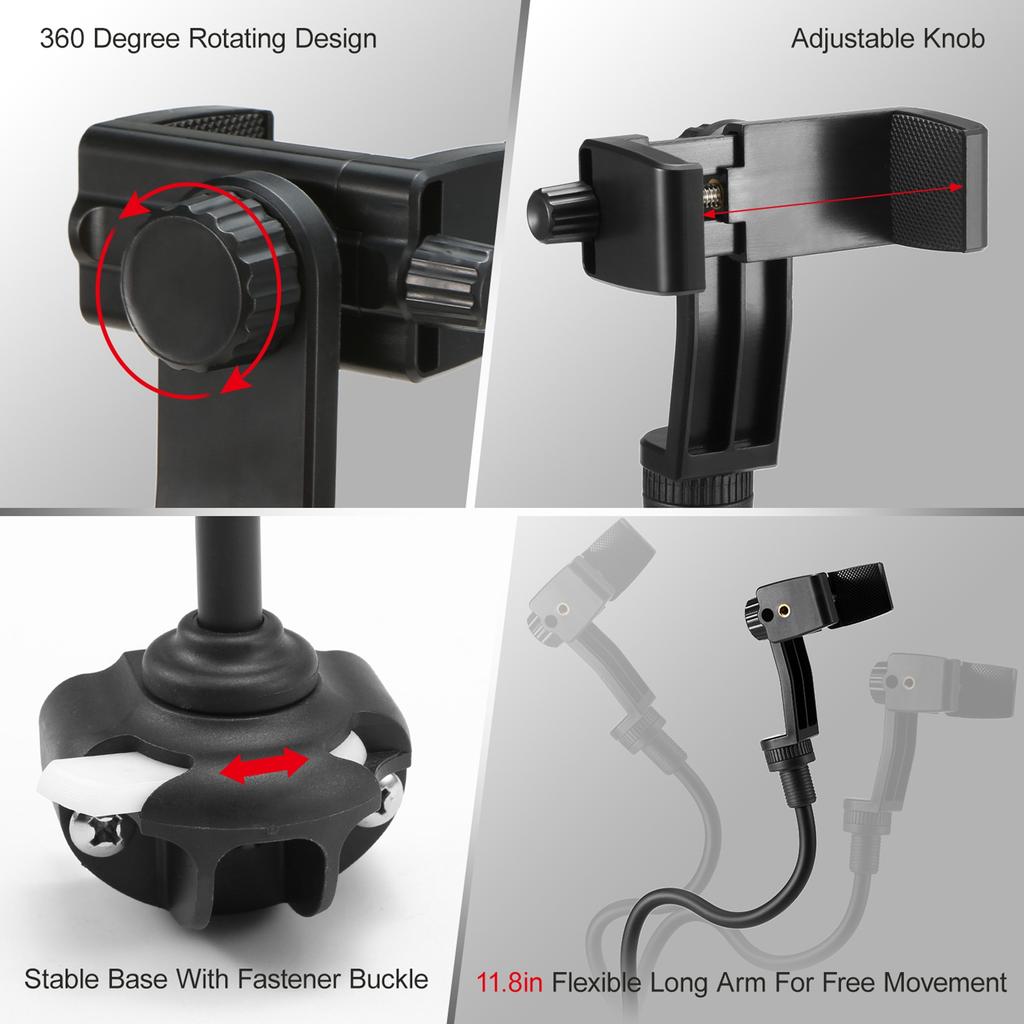 Kayak Phone Mount Universal Boat Bracket Canoe Camera Mount Holder with Flexible Long Arm