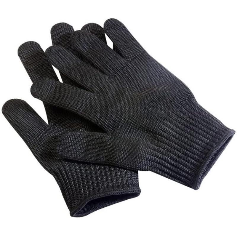 Black Level 5 Anti-cut Glove Safety Cut Proof Stab Resistant Wire Metal Work Gloves Garden Kitchen Household (Color : black, Size : Large)